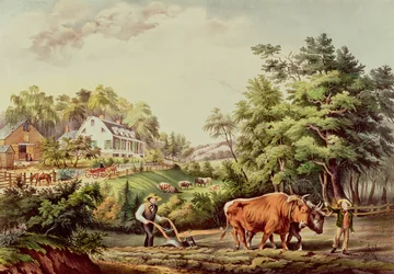 Amerikanische Bauernhofszenen, graviert von Nathaniel Currier, veröffentlicht von Currier und Ives, New York